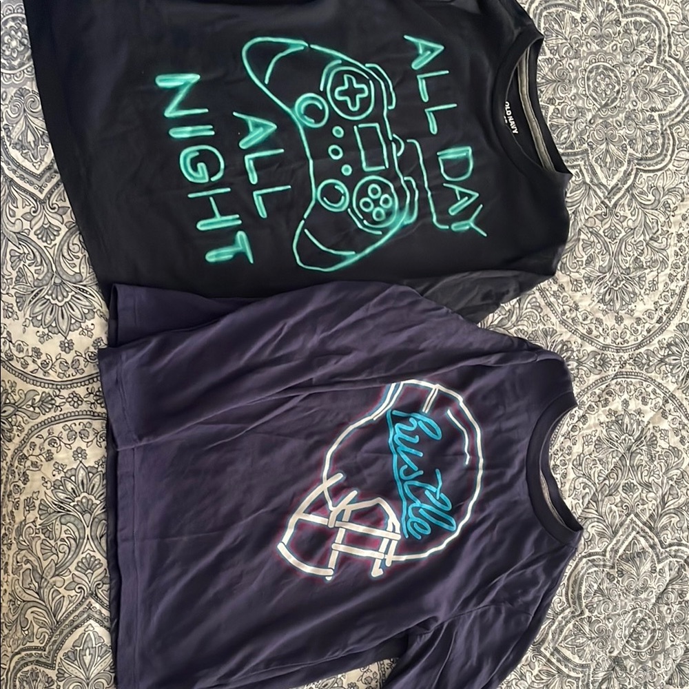Old Navy Boys long sleeve Graphic Tees with Neon Designs